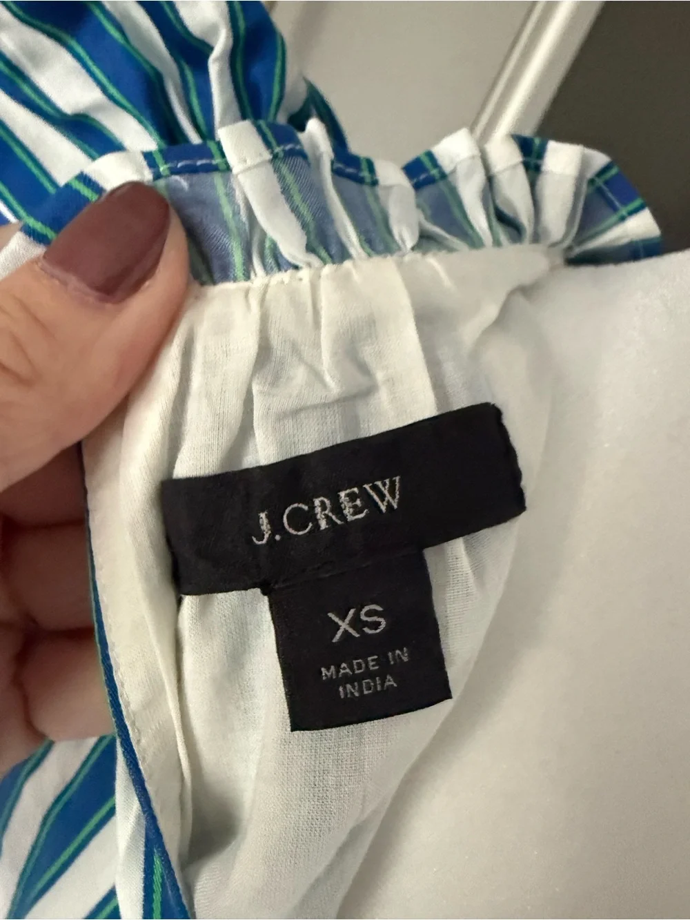 J. Crew Blue and White Striped Tiered Maxi Dress with Ruffle Sleeves